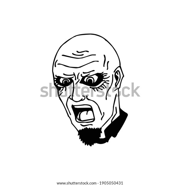 Hand Drawing Angry Man Face Abstract Stock Vector (Royalty Free) 1905050431