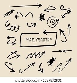 Hand drawing arrow collection doodle vector