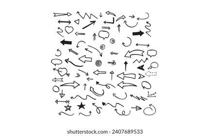 Paquete de flecha de dibujo manual, materiales de diseño, elementos de diseño para negocios, etc