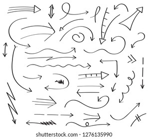 hand drawing arrow signs set vector