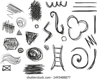 hand drawing assorted shapes. hand drawn sketch vector