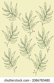 fondo de dibujo manual; vector de patrón de hoja verde 