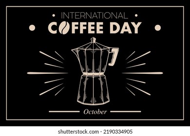 Hand drawing background template design of international coffee day