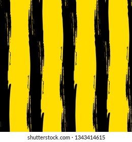 Hand drawing, background. Trendy seamless pattern. Stylish vertical strip. Brush strokes, stains. Interesting textures. Yellow and black bee