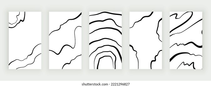 Hand drawing backgrounds for social media stories with black lines