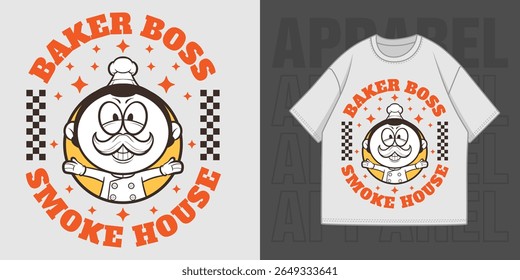DESENHO MANUAL PADEIRO CHEFE ILUSTRAÇÃO T-SHIRT VESTUÁRIO PROJETO DE IMPRESSÃO