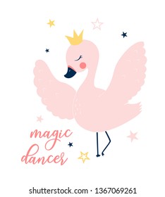 Hand drawing ballerina swan illustration vector.