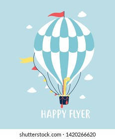 Hand drawing balloon and giraffe vector illustration.