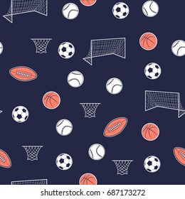 Hand drawing balls seamless print design. Vector illustration design for fashion fabrics, textile graphics, prints.