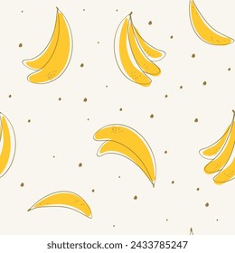 Handzeichnung Banane nahtlose Muster Vektor-Illustration. Vektor-Illustrations-Design für Modestoffe, Textilgrafiken, Drucke.