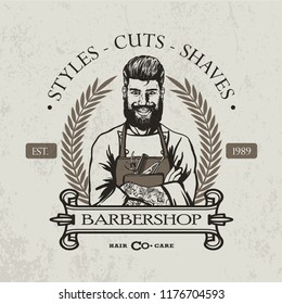 hand drawing barbershop logo