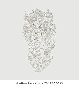 Hand drawing barong balinese protector