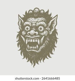 Hand drawing barong balinese protector