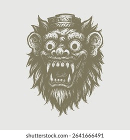 Hand drawing barong balinese protector