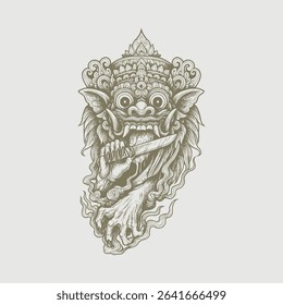 Hand drawing barong balinese protector