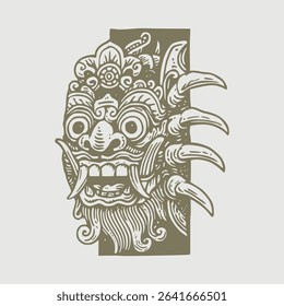 Hand drawing barong balinese protector