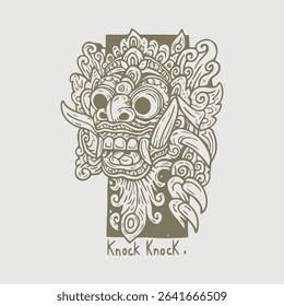 Hand drawing barong balinese protector