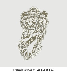 Hand drawing barong balinese protector