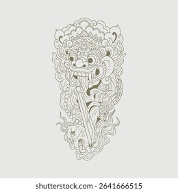 Hand drawing barong balinese protector