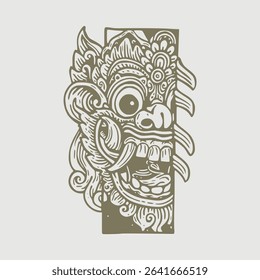Hand drawing barong balinese protector