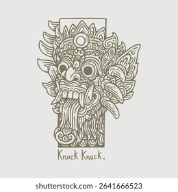 Hand drawing barong balinese protector