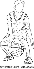 Hand Drawing Basketball Player Dribling the Ball  With no face