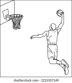 Hand Drawing Of Basketball Player Slam Dunk