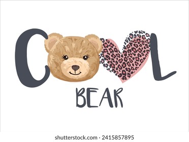 Hand drawing bear illustration vector and grunge slogan	