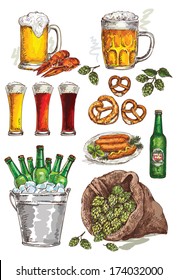 hand drawing beer set