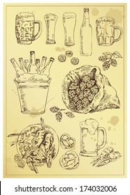 hand drawing beer set