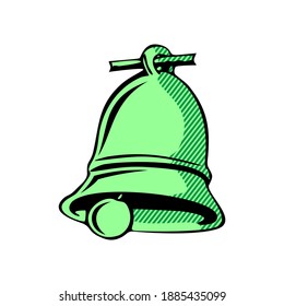 Hand drawing of a bell isolated on white background. Black and White simple line Vector Illustration for Coloring Book - Line Drawn Vector