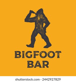 Hand drawing of Bigfoot Bar in retro engraving style. Bigfoot beer in graphic vintage style. Vector logo template.