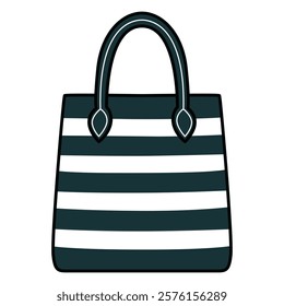 Hand Drawing of Black Bag with White Stripes and Modern Chic Design