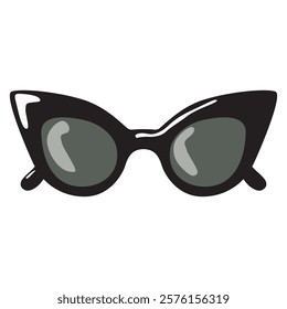 Hand Drawing of Black Cat Sunglasses with Trendy and Chic Design