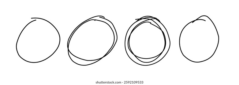 Hand drawing black circle line sketch set. Art design round circular scribble doodle. Vector