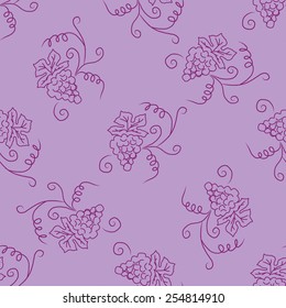 Hand drawing black and white grape seamless pattern
