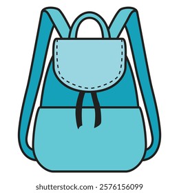 Hand Drawing of Blue Backpack with Stylish and Practical Design