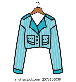 Hand Drawing of Blue Jacket on Shelf with Stylish and Casual Vibes