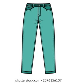 Hand Drawing of Blue Jeans with Casual and Trendy Style