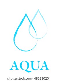 hand drawing blue linear water droplet sign
