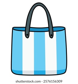 Hand Drawing of Blue and White Stripes Bag with Stylish and Chic Design