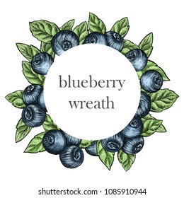 Hand Drawing Blueberry Wreath Background