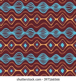 Hand drawing boho seamless pattern. Repeating background. Cloth design, wallpaper, wrapping. Vector.