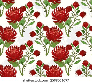 Hand drawing botanical floral illustration of seamless pattern vector, textile, fabric, silk, wrap, decoration design.