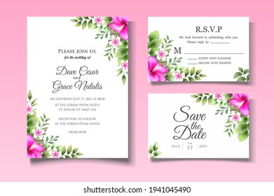 Hand Drawing Botanical Invitation set
