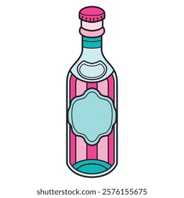 Hand Drawing of Bottle of Gin with Elegant and Classic Details