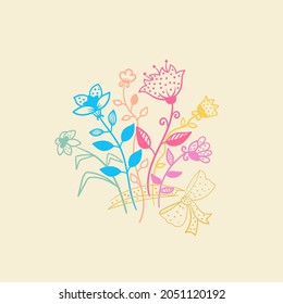 Hand drawing bouquet of flowers. Modern vector stock illustration.