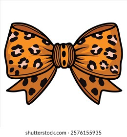 Hand Drawing of Bow with Animal Print and Stylish Details