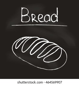 Hand drawing bread on a black chalkboard
