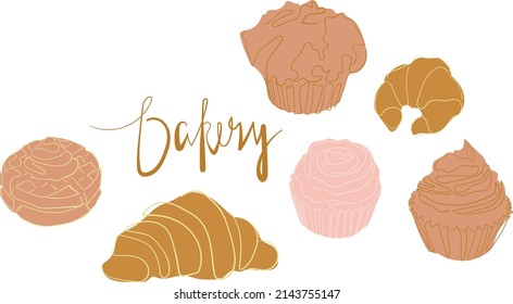 Hand Drawing of bread and pastry